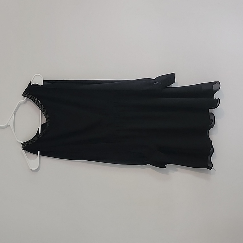 Black open back dress with sequin detaila